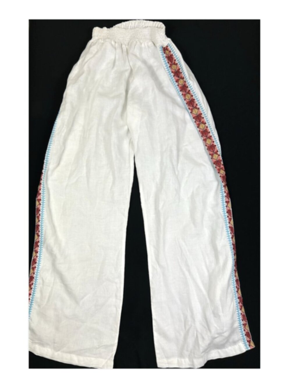 JW-Johnny Was los Angeles EZRA Linen Pants j64019-3 Side Split Wide Leg White